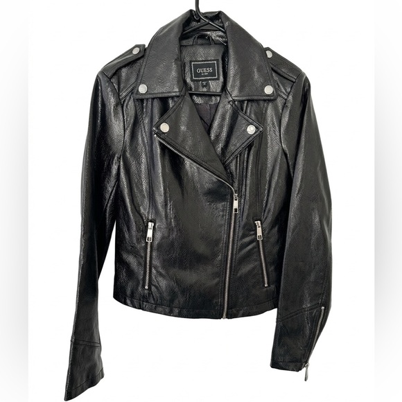 Guess Jackets & Blazers - NWOT Guess Women's Sleek Black Faux Leather Biker Jacket